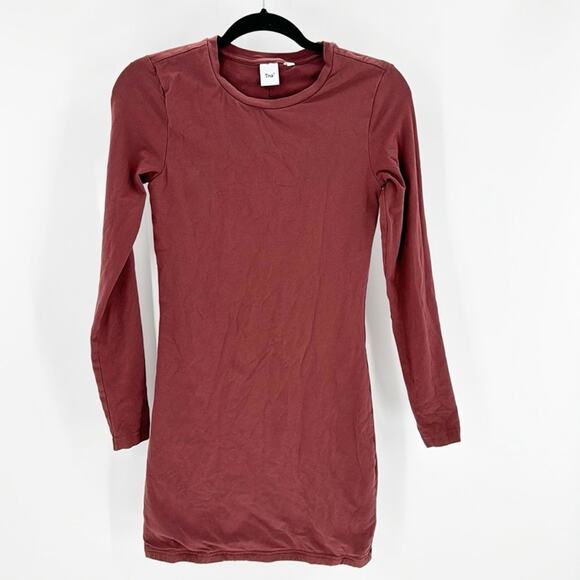 ARITZIA TNA Contour Crew Long-sleeved Mini Dress body on dress up or down size S - Picture 1 of 5